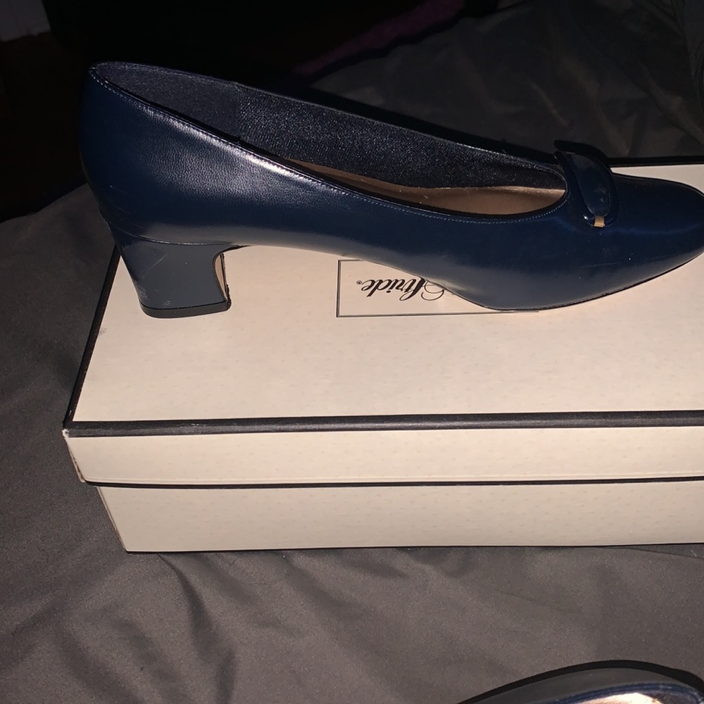 Nice blue worn heels .